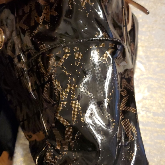 Michael Kors Patent Leather Brown/Gold Tote - Picture 7 of 13